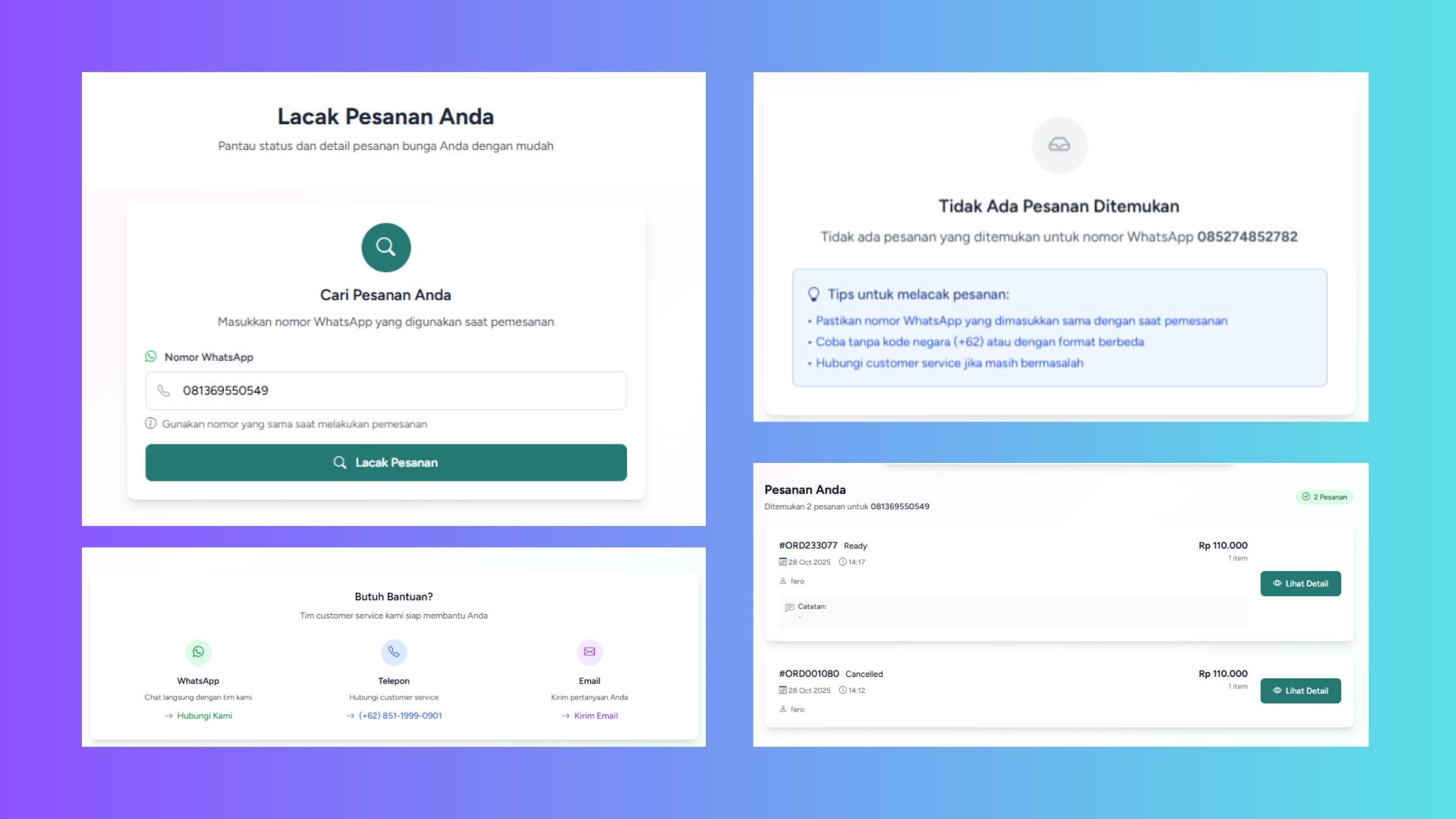 Halaman Lacak Pesanan